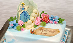 Cinderella cake with Happy Birthday banner