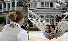Close-up of photographer's camera