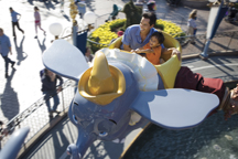 On Dumbo The Flying Elephant at Walt Disney World Resort, Guests join Dumbo on a fantastic flight