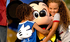 Kids Hugging Mickey